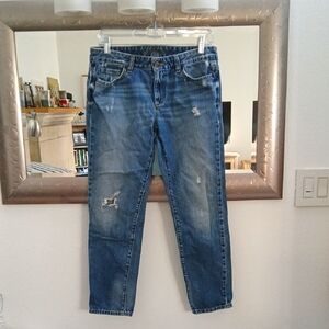 Distressed Blue Denim Jeans